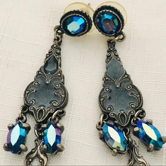Earrings~Iridescent Blue Long / Host Pick - Picture 6 of 16